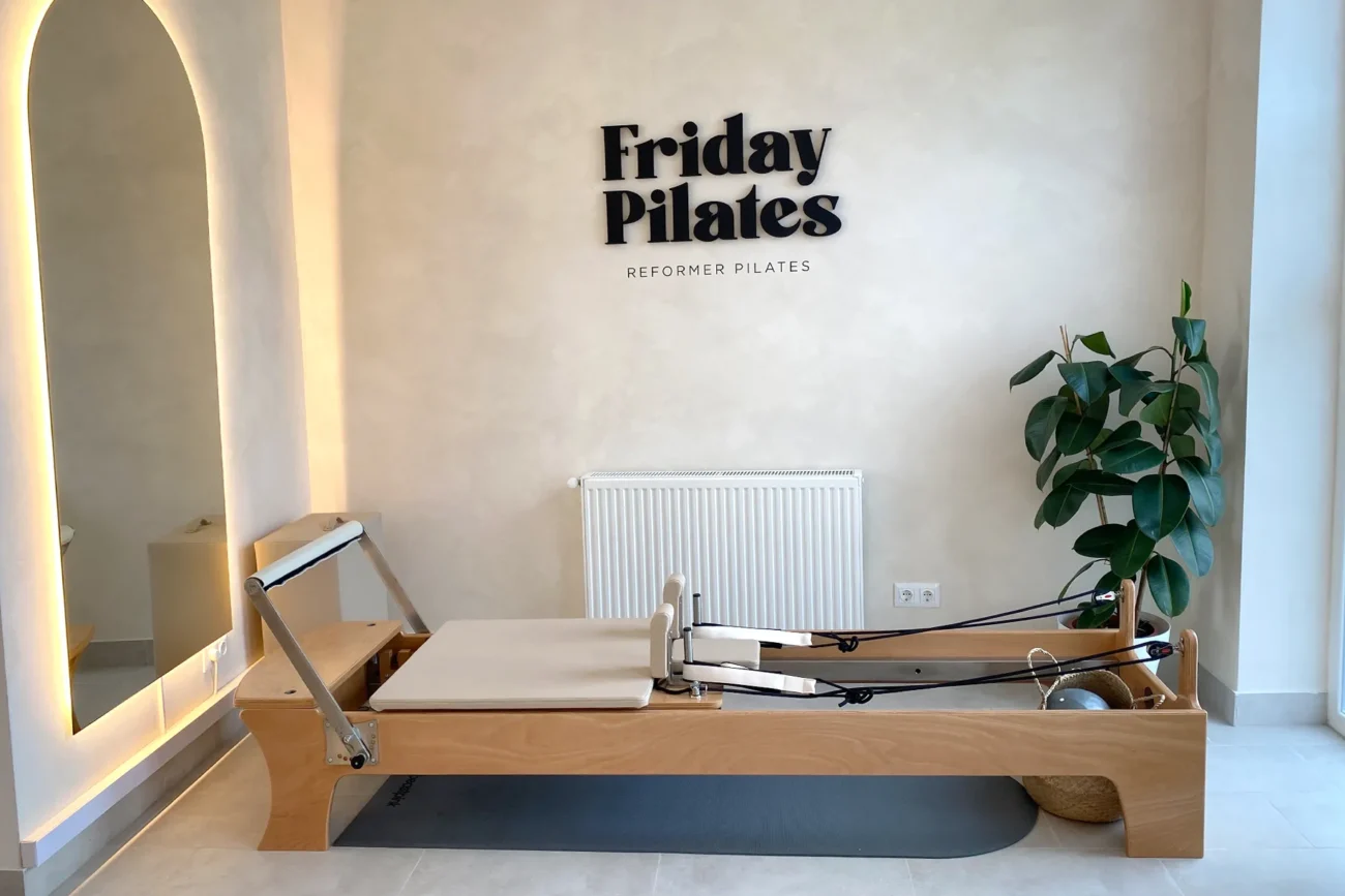 Reformer Pilates machine inside Friday Pilates studio in Budapest’s 14th district, Zugló